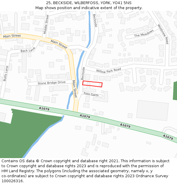 25, BECKSIDE, WILBERFOSS, YORK, YO41 5NS: Location map and indicative extent of plot