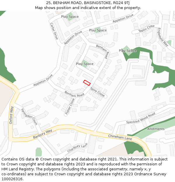 25, BENHAM ROAD, BASINGSTOKE, RG24 9TJ: Location map and indicative extent of plot