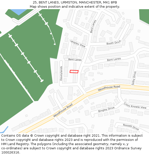 25, BENT LANES, URMSTON, MANCHESTER, M41 8PB: Location map and indicative extent of plot