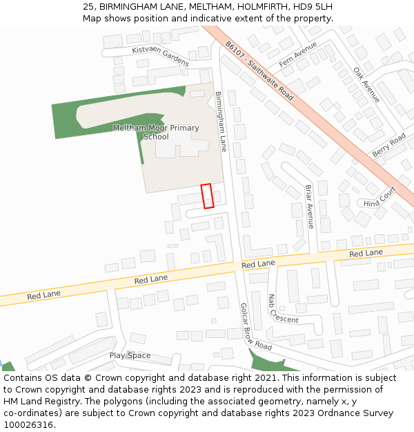 25, BIRMINGHAM LANE, MELTHAM, HOLMFIRTH, HD9 5LH: Location map and indicative extent of plot