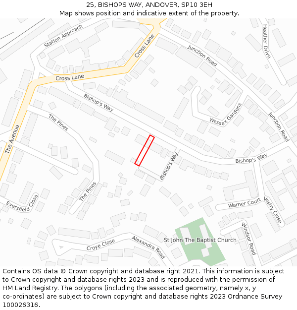 25, BISHOPS WAY, ANDOVER, SP10 3EH: Location map and indicative extent of plot