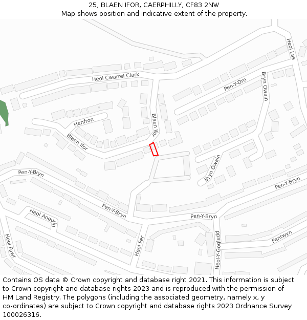 25, BLAEN IFOR, CAERPHILLY, CF83 2NW: Location map and indicative extent of plot
