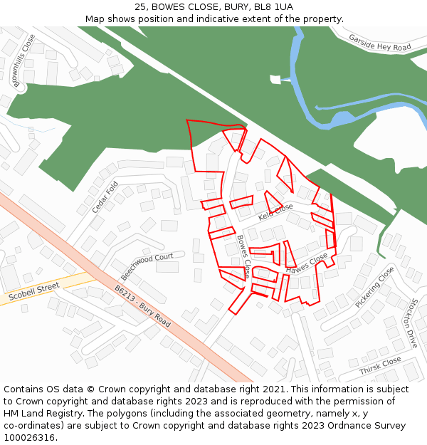 25, BOWES CLOSE, BURY, BL8 1UA: Location map and indicative extent of plot