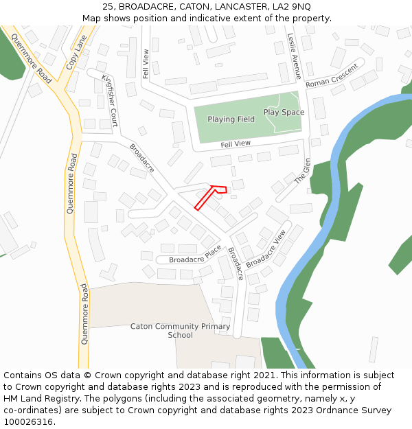 25, BROADACRE, CATON, LANCASTER, LA2 9NQ: Location map and indicative extent of plot