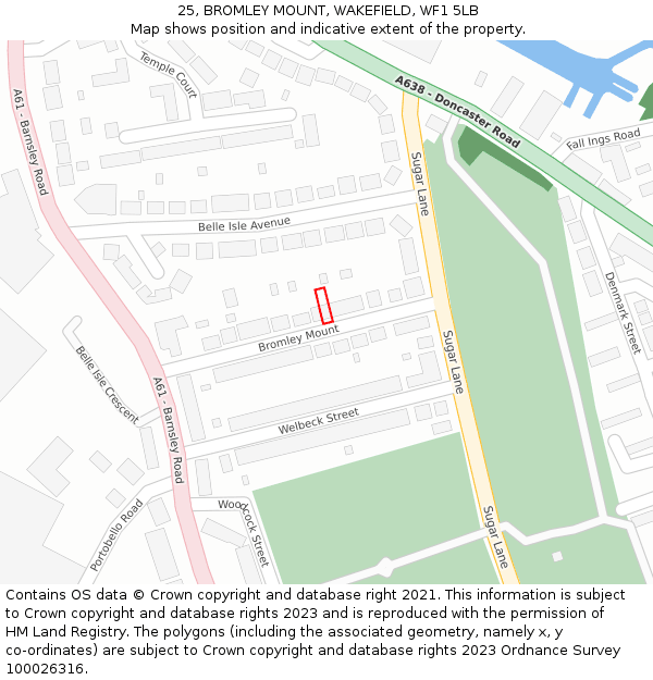 25, BROMLEY MOUNT, WAKEFIELD, WF1 5LB: Location map and indicative extent of plot