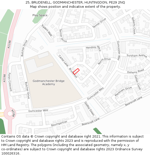 25, BRUDENELL, GODMANCHESTER, HUNTINGDON, PE29 2NQ: Location map and indicative extent of plot