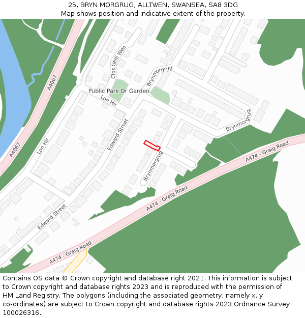 25, BRYN MORGRUG, ALLTWEN, SWANSEA, SA8 3DG: Location map and indicative extent of plot
