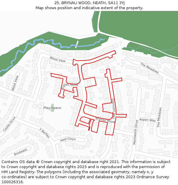 25, BRYNAU WOOD, NEATH, SA11 3YJ: Location map and indicative extent of plot