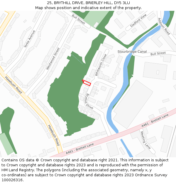 25, BRYTHILL DRIVE, BRIERLEY HILL, DY5 3LU: Location map and indicative extent of plot