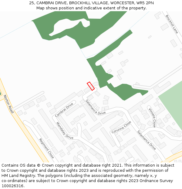 25, CAMBRAI DRIVE, BROCKHILL VILLAGE, WORCESTER, WR5 2PN: Location map and indicative extent of plot