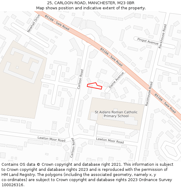 25, CARLOON ROAD, MANCHESTER, M23 0BR: Location map and indicative extent of plot