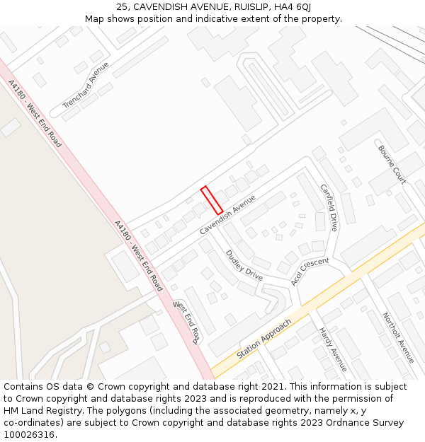 25, CAVENDISH AVENUE, RUISLIP, HA4 6QJ: Location map and indicative extent of plot