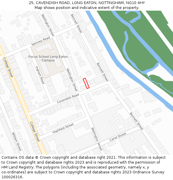 25, CAVENDISH ROAD, LONG EATON, NOTTINGHAM, NG10 4HY: Location map and indicative extent of plot