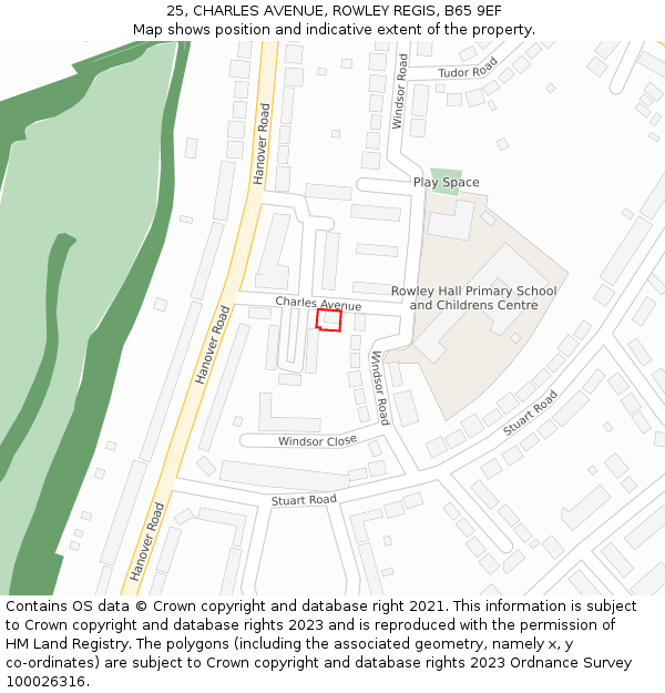 25, CHARLES AVENUE, ROWLEY REGIS, B65 9EF: Location map and indicative extent of plot
