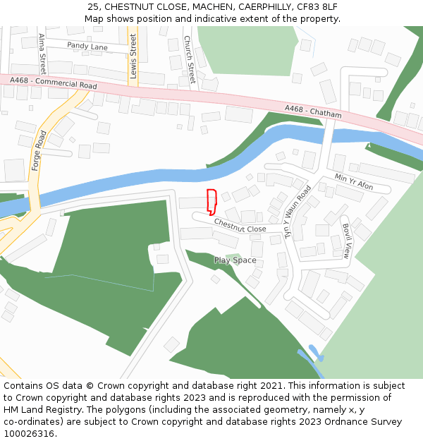 25, CHESTNUT CLOSE, MACHEN, CAERPHILLY, CF83 8LF: Location map and indicative extent of plot