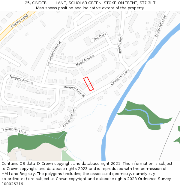 25, CINDERHILL LANE, SCHOLAR GREEN, STOKE-ON-TRENT, ST7 3HT: Location map and indicative extent of plot