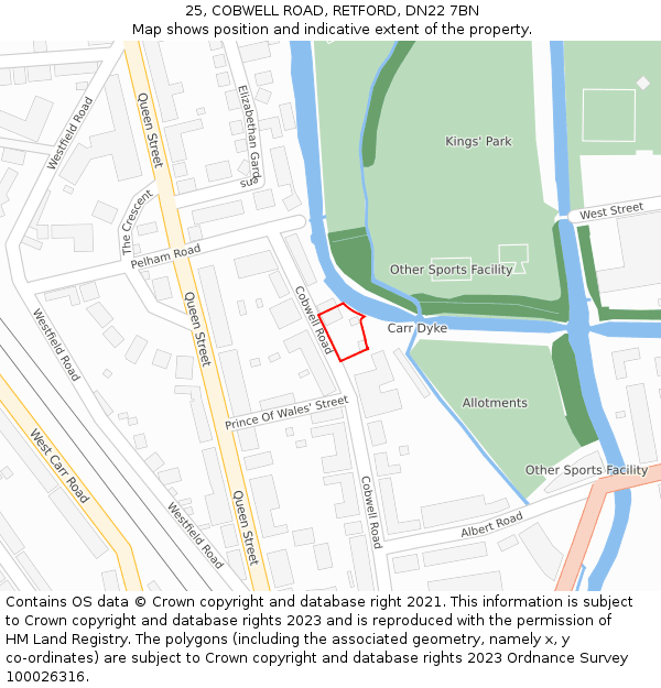 25, COBWELL ROAD, RETFORD, DN22 7BN: Location map and indicative extent of plot