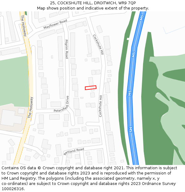 25, COCKSHUTE HILL, DROITWICH, WR9 7QP: Location map and indicative extent of plot