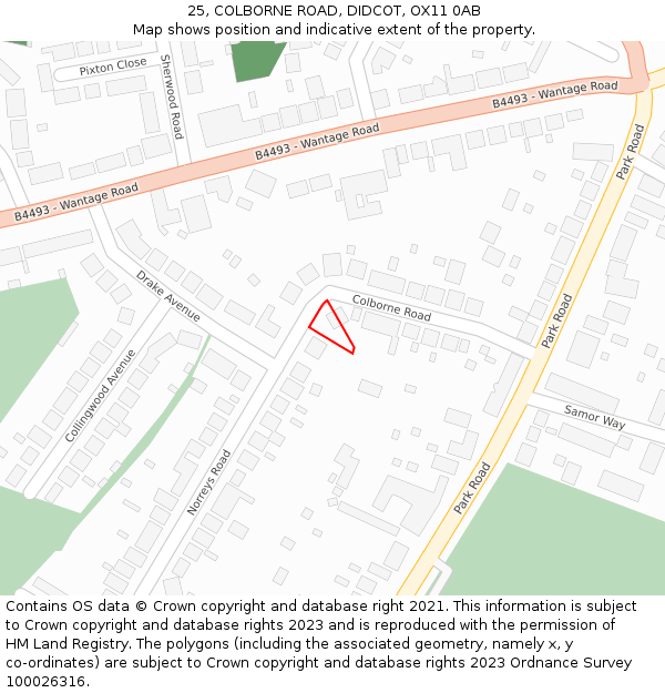 25, COLBORNE ROAD, DIDCOT, OX11 0AB: Location map and indicative extent of plot