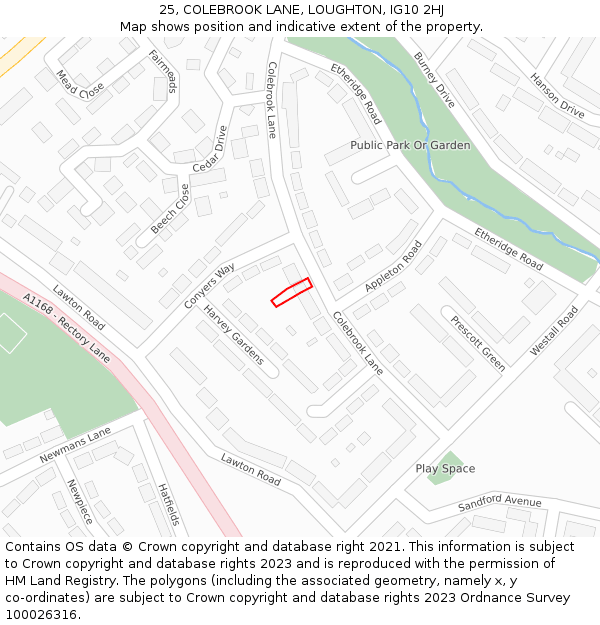 25, COLEBROOK LANE, LOUGHTON, IG10 2HJ: Location map and indicative extent of plot