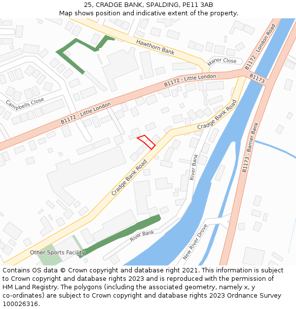 25, CRADGE BANK, SPALDING, PE11 3AB: Location map and indicative extent of plot