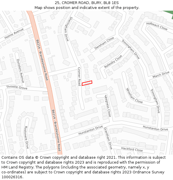 25, CROMER ROAD, BURY, BL8 1ES: Location map and indicative extent of plot