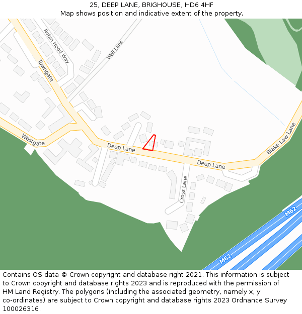 25, DEEP LANE, BRIGHOUSE, HD6 4HF: Location map and indicative extent of plot