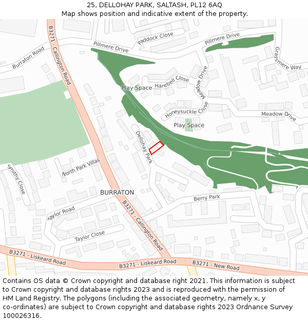 25, DELLOHAY PARK, SALTASH, PL12 6AQ: Location map and indicative extent of plot