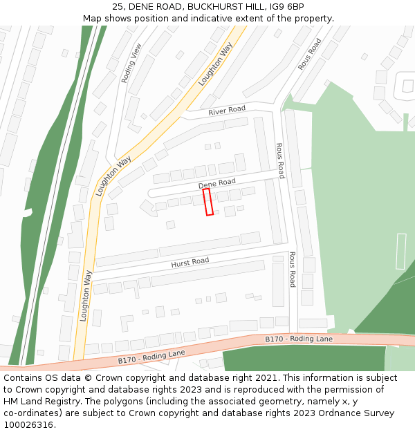 25, DENE ROAD, BUCKHURST HILL, IG9 6BP: Location map and indicative extent of plot