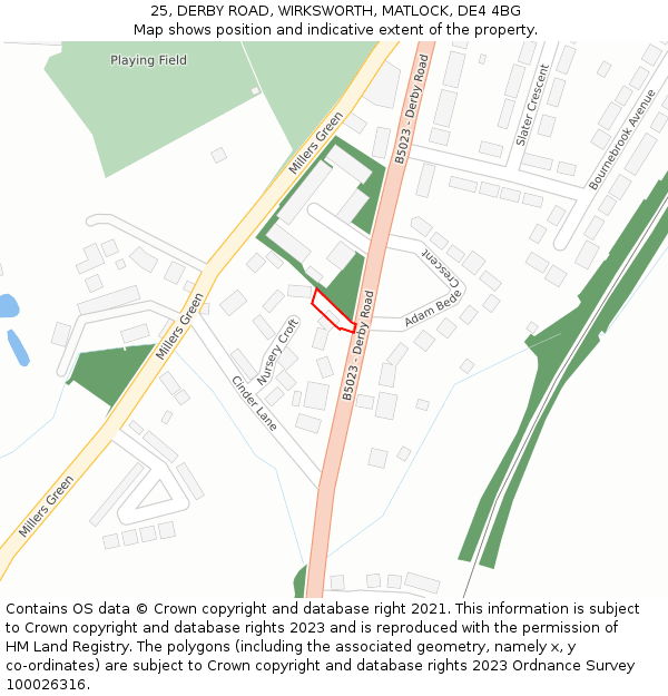 25, DERBY ROAD, WIRKSWORTH, MATLOCK, DE4 4BG: Location map and indicative extent of plot