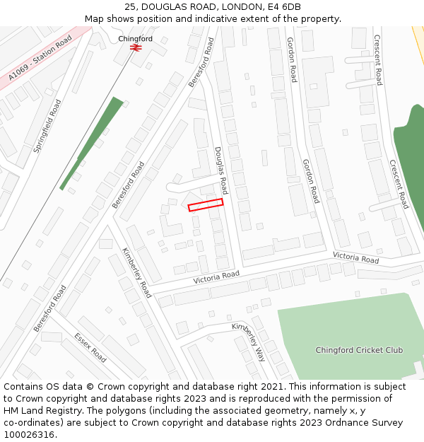 25, DOUGLAS ROAD, LONDON, E4 6DB: Location map and indicative extent of plot