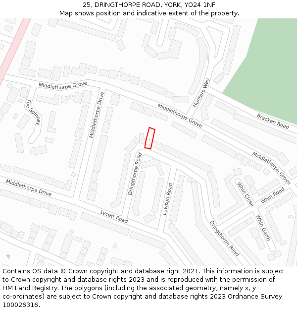 25, DRINGTHORPE ROAD, YORK, YO24 1NF: Location map and indicative extent of plot