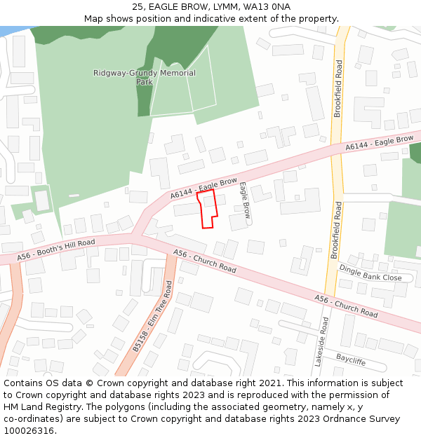 25, EAGLE BROW, LYMM, WA13 0NA: Location map and indicative extent of plot