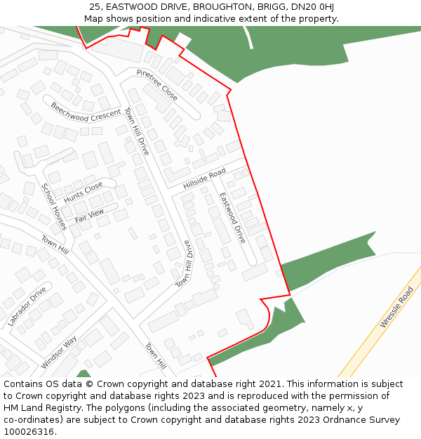 25, EASTWOOD DRIVE, BROUGHTON, BRIGG, DN20 0HJ: Location map and indicative extent of plot