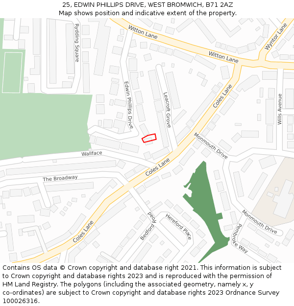 25, EDWIN PHILLIPS DRIVE, WEST BROMWICH, B71 2AZ: Location map and indicative extent of plot