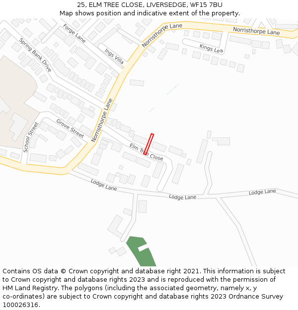 25, ELM TREE CLOSE, LIVERSEDGE, WF15 7BU: Location map and indicative extent of plot