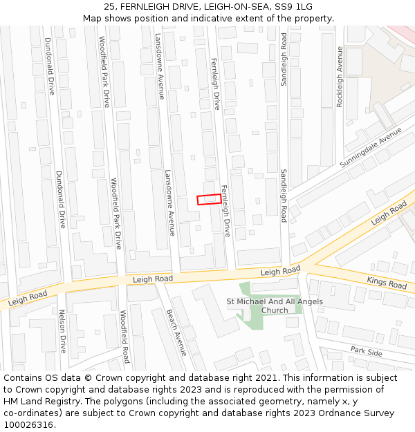 25, FERNLEIGH DRIVE, LEIGH-ON-SEA, SS9 1LG: Location map and indicative extent of plot