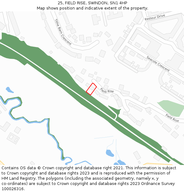 25, FIELD RISE, SWINDON, SN1 4HP: Location map and indicative extent of plot