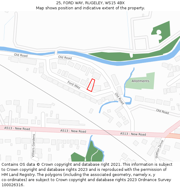 25, FORD WAY, RUGELEY, WS15 4BX: Location map and indicative extent of plot