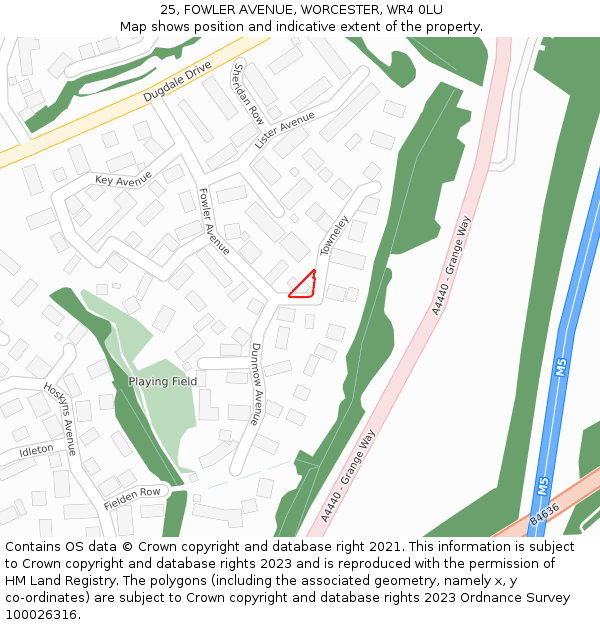 25, FOWLER AVENUE, WORCESTER, WR4 0LU: Location map and indicative extent of plot