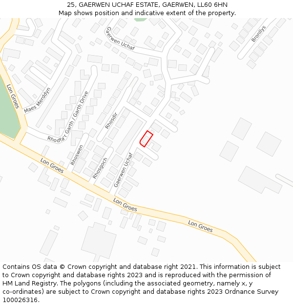 25, GAERWEN UCHAF ESTATE, GAERWEN, LL60 6HN: Location map and indicative extent of plot