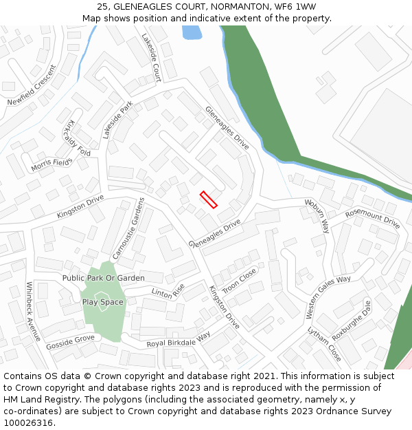 25, GLENEAGLES COURT, NORMANTON, WF6 1WW: Location map and indicative extent of plot