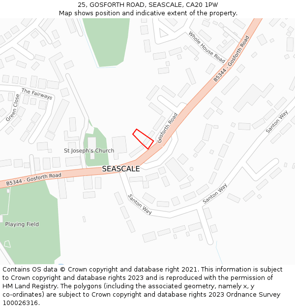 25, GOSFORTH ROAD, SEASCALE, CA20 1PW: Location map and indicative extent of plot