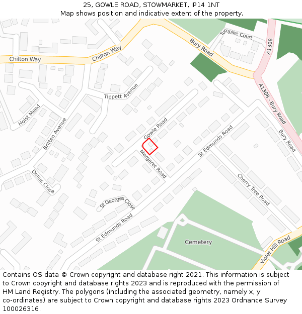 25, GOWLE ROAD, STOWMARKET, IP14 1NT: Location map and indicative extent of plot