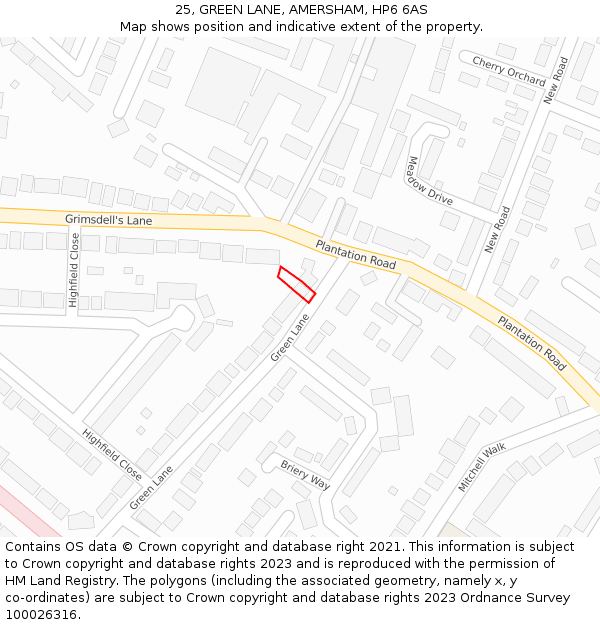 25, GREEN LANE, AMERSHAM, HP6 6AS: Location map and indicative extent of plot