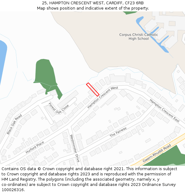 25, HAMPTON CRESCENT WEST, CARDIFF, CF23 6RB: Location map and indicative extent of plot