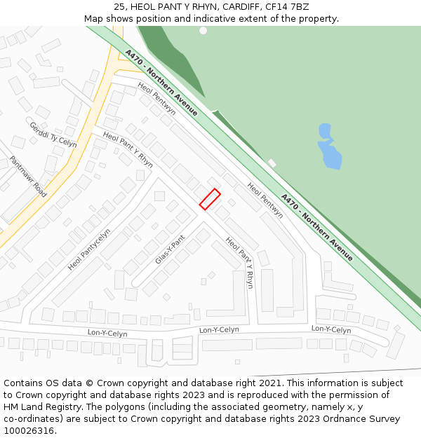 25, HEOL PANT Y RHYN, CARDIFF, CF14 7BZ: Location map and indicative extent of plot