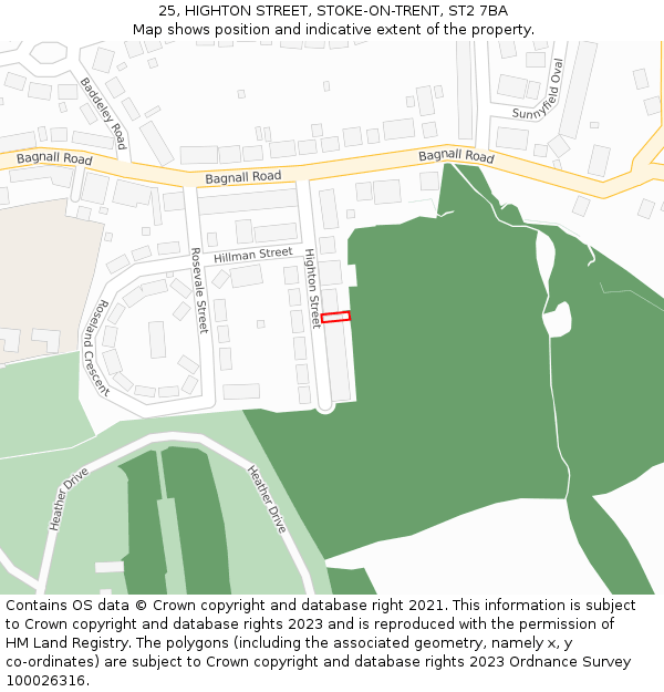 25, HIGHTON STREET, STOKE-ON-TRENT, ST2 7BA: Location map and indicative extent of plot