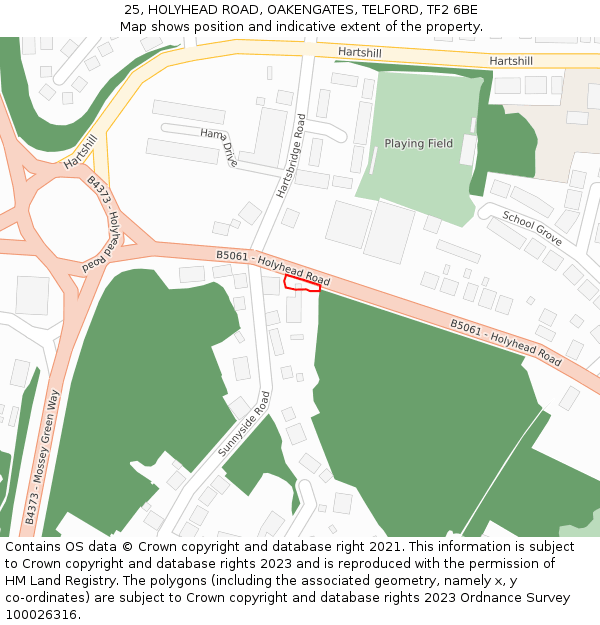 25, HOLYHEAD ROAD, OAKENGATES, TELFORD, TF2 6BE: Location map and indicative extent of plot