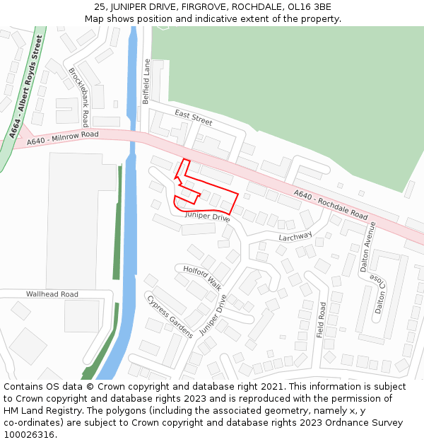 25, JUNIPER DRIVE, FIRGROVE, ROCHDALE, OL16 3BE: Location map and indicative extent of plot